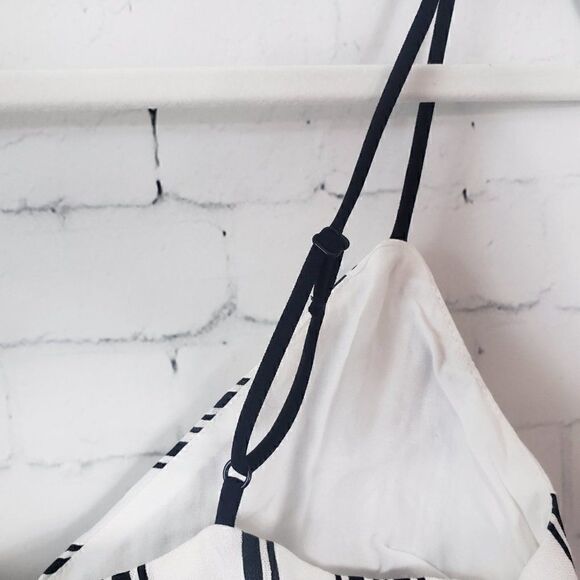 Lush Striped Crop Top Size S Black White Boutique Back Zipper NEW - Picture 6 of 10